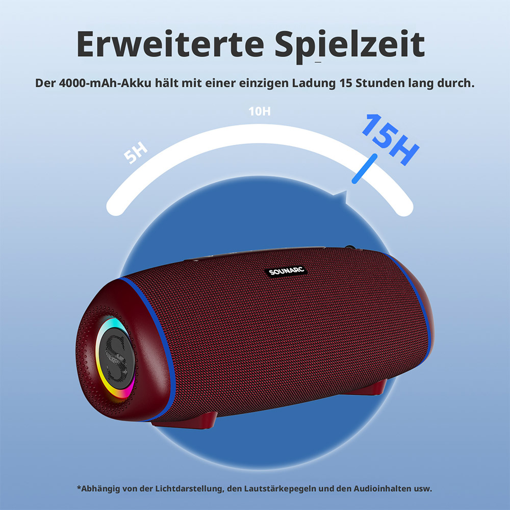 SOUNARC R1 Tragbarer Bluetooth-Lautsprecher - Lila Rot