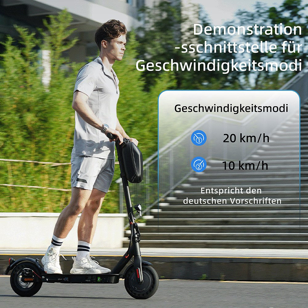 E9T MAX ABE Elektroroller, 500W Motor, 36V10Ah Batterie, 20km/h Geschwindigkeit, 40km Reichweite, 10" Wabenreifen, elektronische Daumenbremse & Scheibenbremse am Lenker, 120kg maximale Belastung