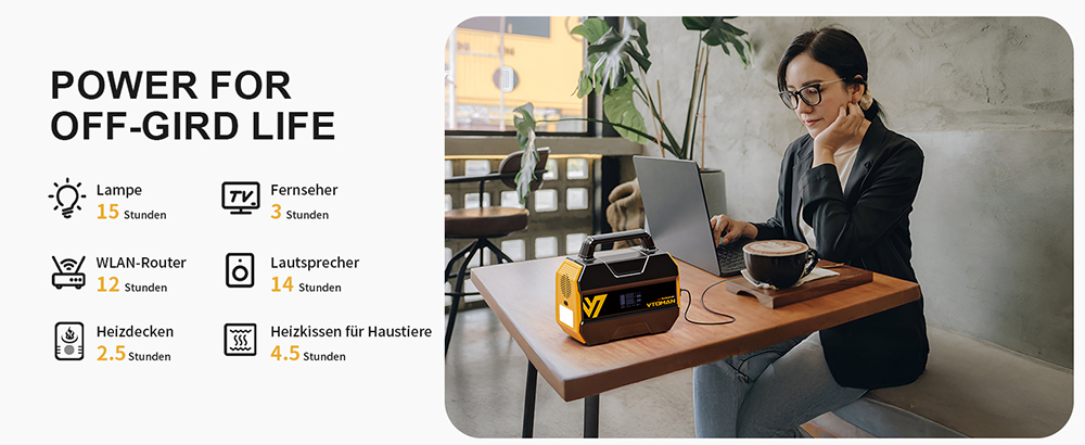 VTOMAN FlashSpeed 300 Tragbare Powerstation, 230Wh LiFePO4-Batterie, 300W AC-Ausgang, 600W Spitzenleistung, 7 Anschl&uuml;sse, 100W USB-C Ein-/Ausgang, 3 USB-A-Anschl&uuml;sse, 12V/10A DC-Ausgang, 90W DC-Eingang