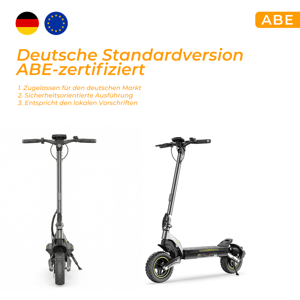 V5 Pro Faltbarer Elektroroller, 500W Motor, 20km/h Höchstgeschwindigkeit, 70km Reichweite, 48V 12,5Ah Batterie, Doppelte Federung, Doppelte Scheibenbremsen + E-Bremse, 10' schlauchlose Offroad-Reifen, APP-Steuerung