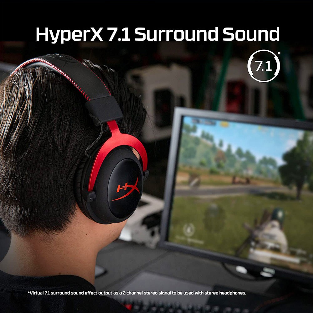 HyperX Cloud II Wired Gaming Headset, 53mm Drivers, Virtual 7.1 Surround Sound, Noise-Cancelling Detachable Microphone, 3.5mm + USB, Over-Ear, for PC, PS5, PS4, Xbox, Nintendo Switch