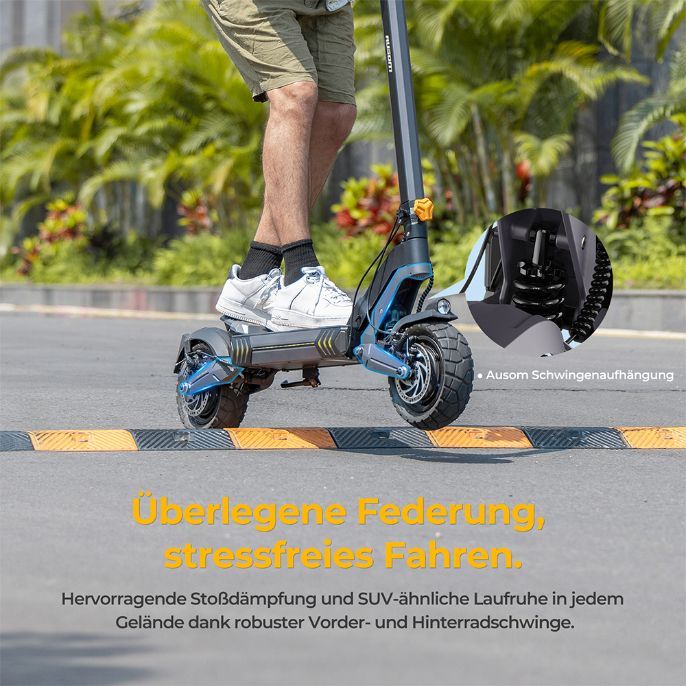 Ausom L2 Elektroroller mit zwei Motoren, 1600W (800W&times;2) Motoren, 55 km/h H&ouml;chstgeschwindigkeit, 70 km Reichweite, 48V 15,6Ah Batterie, 10&times;3