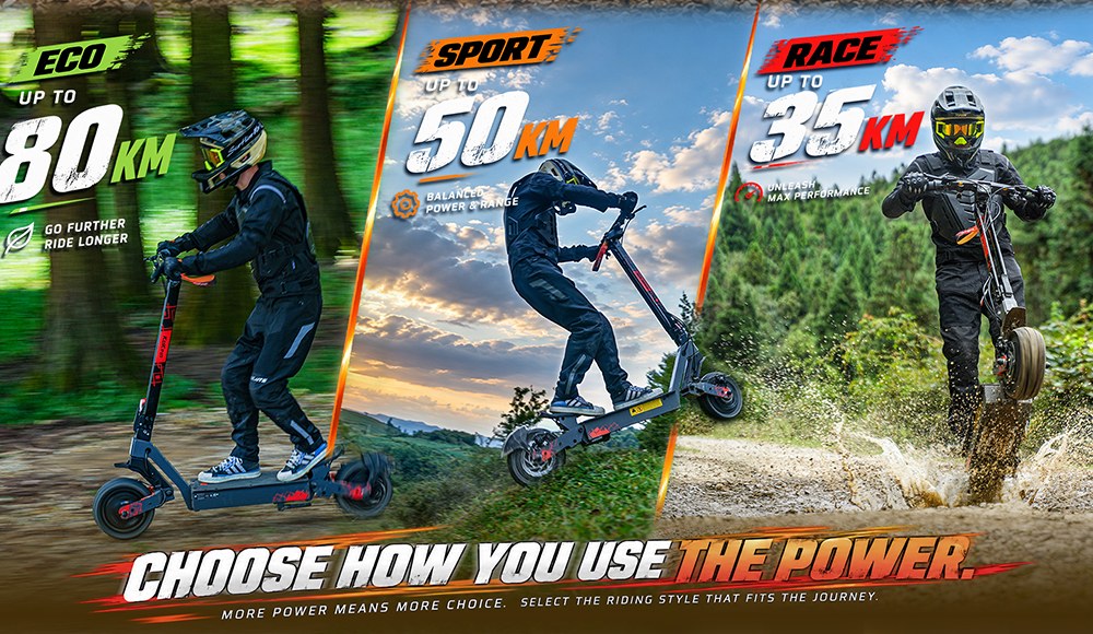 KuKirin G4 Ultra Elektroroller, Doppelte 1200W Motoren, 60V 20Ah 1200Wh Akku, 70km/h Höchstgeschwindigkeit, 80km Reichweite, 11-Zoll Schlauchlose Reifen, Vorder- und Hinterradfederung, 160mm Scheibenbremsen, 5A Schnellladung