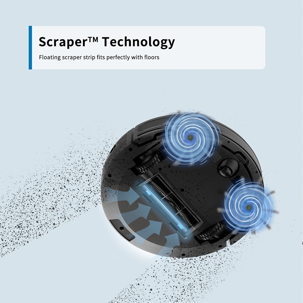 AIRROBO P20 Robot Vacuum Cleaner, 2800Pa Suction, 600ml Dustbin, Scraper Technology, 4 Cleaning Modes, App Control