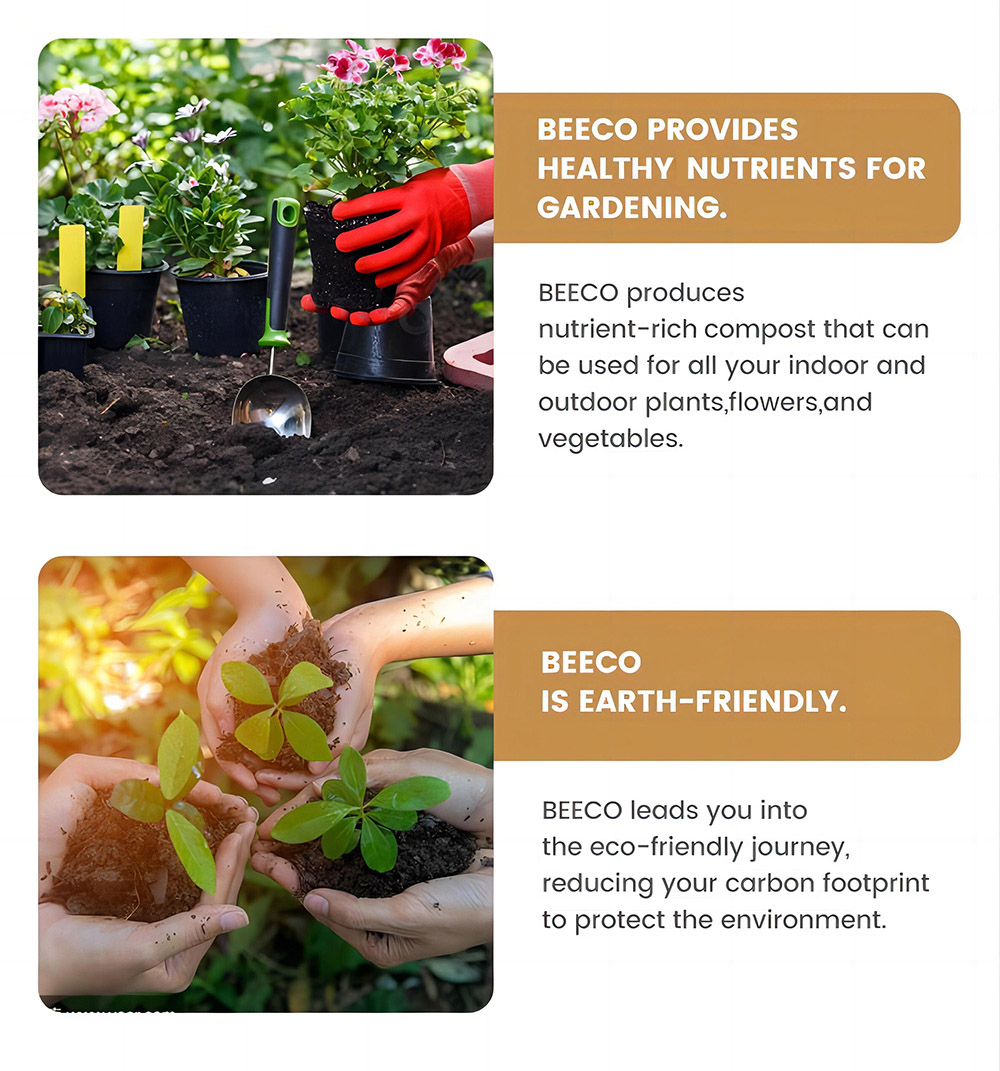 BEECO HQD-314Pro Kitchen Composter, 3.3L Capacity, Turning Waste into Natural Fertilizer, Built-in UVC Light, Child Lock, LCD Screen