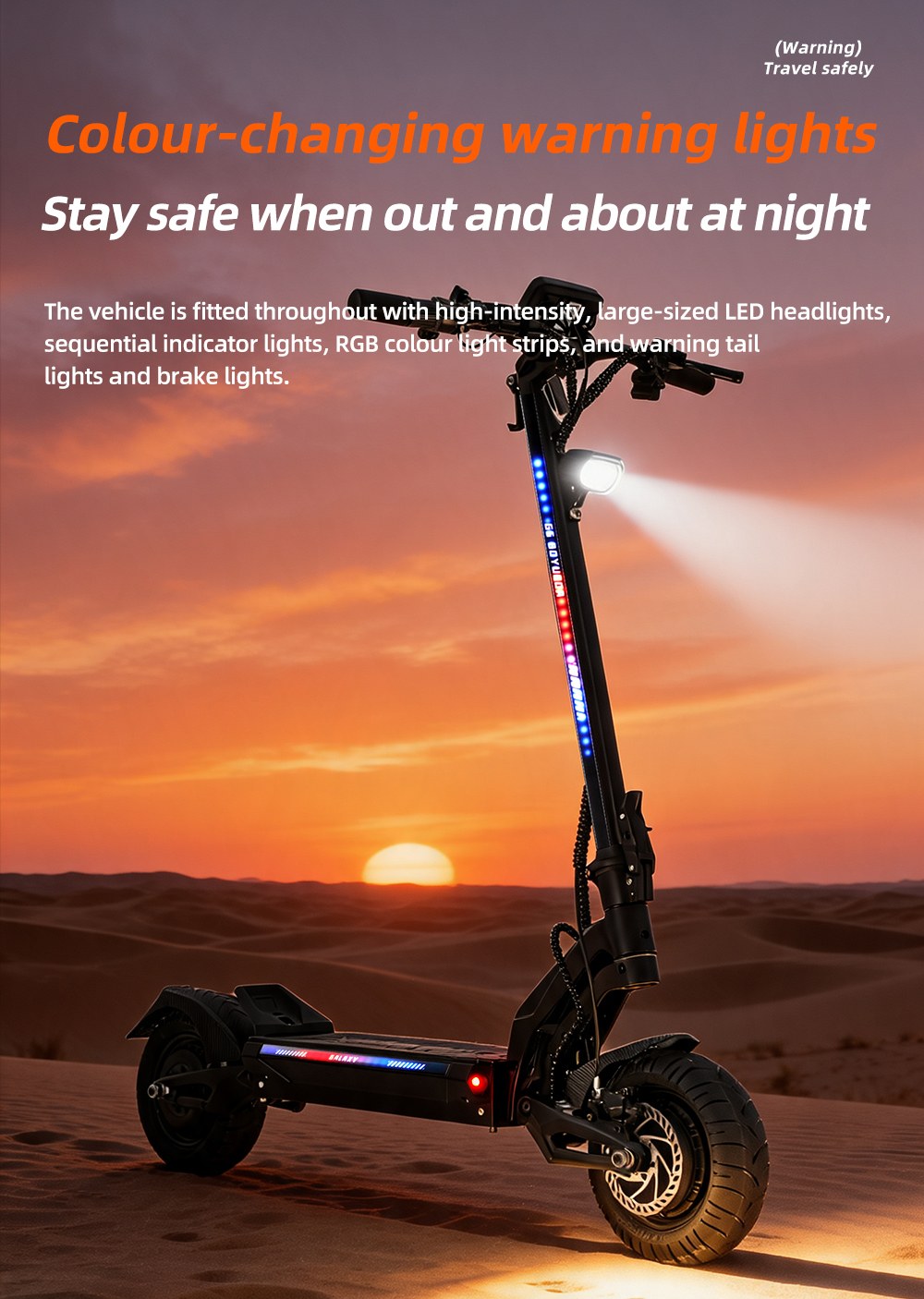 Trottinette &eacute;lectrique pliable BOYUEDA G6, double moteur de 1600 W, puissance de cr&ecirc;te de 3600 W, vitesse maximale de 70 km/h, batterie 52 V 28 Ah, autonomie de 120 km, pneus tout-terrain de 10 pouces, suspension de type C, freins &agrave; disque hydrauliques
