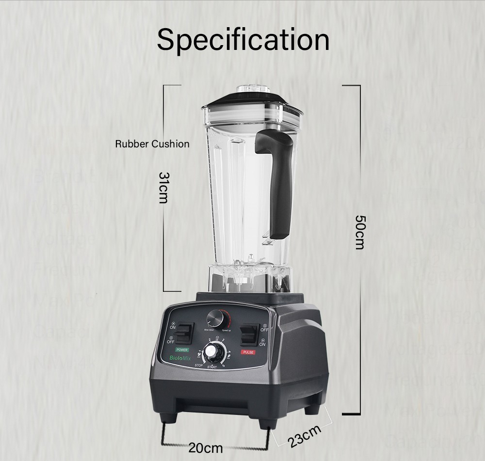 Refurbished BioloMix T5200 3HP 2200W Timer Blender, Fruit Food Mixer Juicer, 2L Capacity, BPA Free
