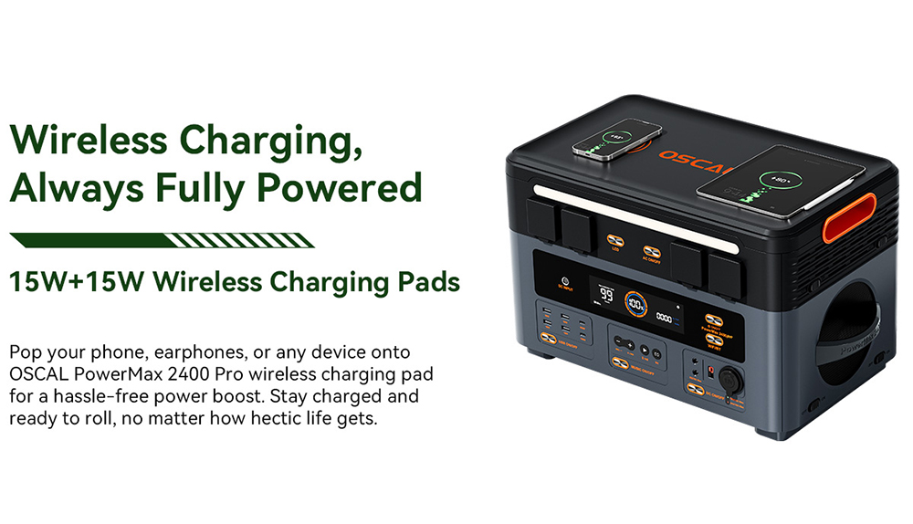 Blackview Oscal PowerMax2400 Pro Portable Power Station, 2016Wh 2400W Outdoor Generator, 3500+ Cycles LiFePO4, Dual Speakers, 1.2H Fast Charge, Smart APP