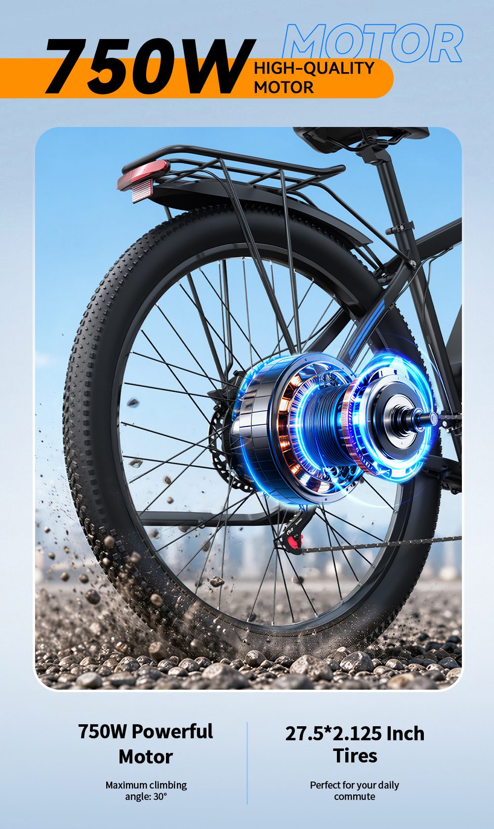 DUOTTS C29-M Electric Bike, 750W Motor, 48V 15Ah Battery, 45&ndash;50km/h Top Speed, 90km Range, 27.5&times;2.125