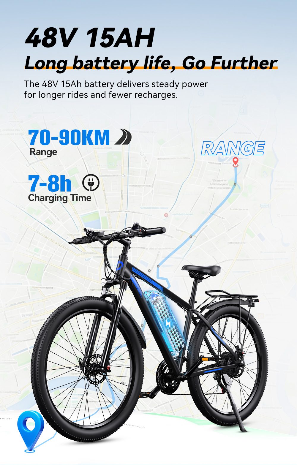 DUOTTS C29-M Electric Bike, 750W Motor, 48V 15Ah Battery, 45&ndash;50km/h Top Speed, 90km Range, 27.5&times;2.125