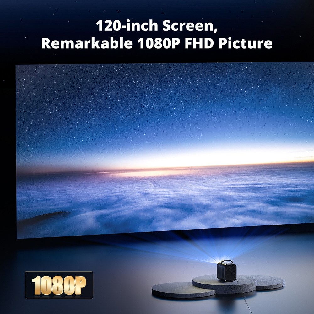 Refurbished [Upgraded Edition] ETOE Seal Pro 1300 ANSI 1080P Projector – Netflix & Google TV Certified, Dolby Audio, Auto Focus, 2 x 10W Speaker