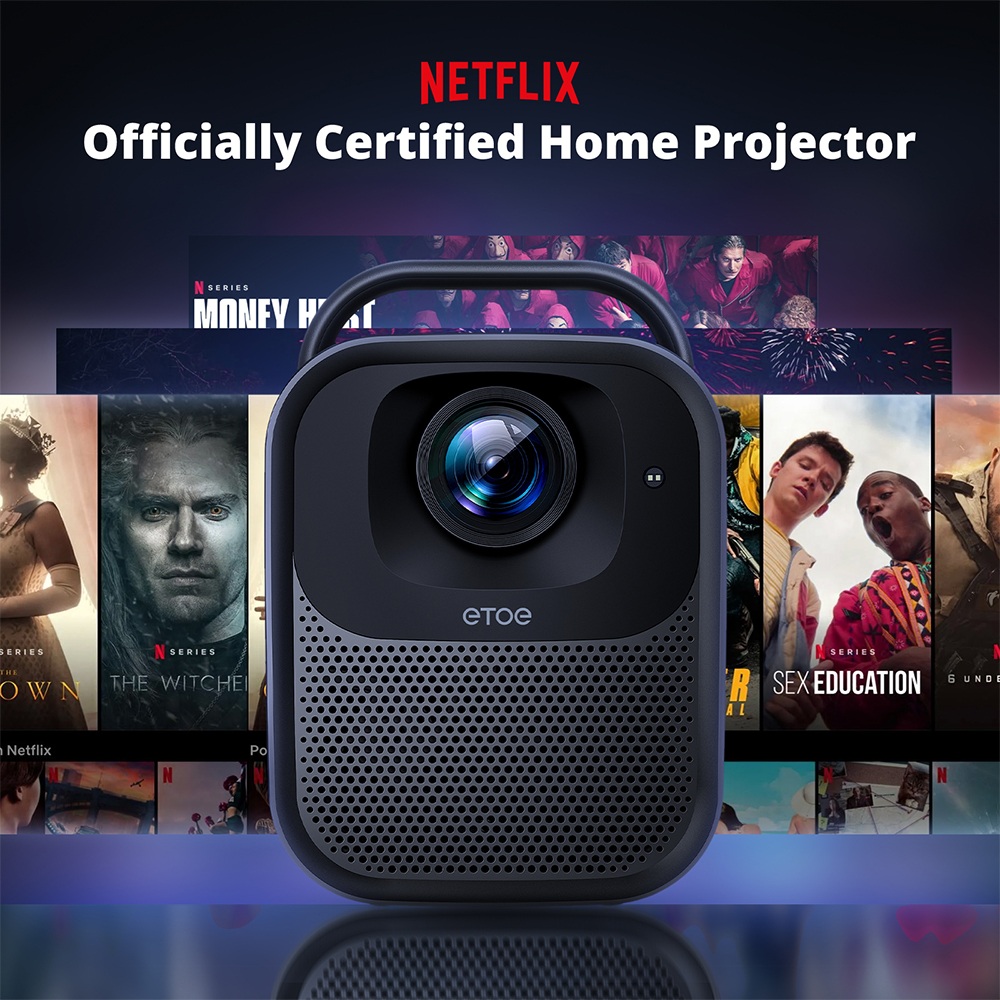 Refurbished [Upgraded Edition] ETOE Seal Pro 1300 ANSI 1080P Projector – Netflix & Google TV Certified, Dolby Audio, Auto Focus, 2 x 10W Speaker
