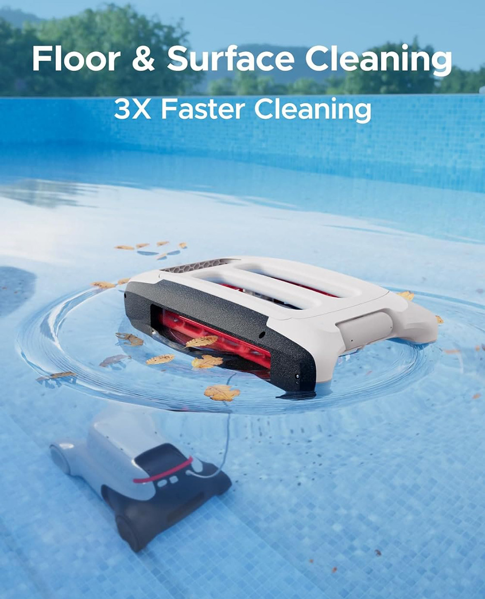 Genkinno P2 Master Kit Robot Pool Vacuum, 2500GPH Suction Power, 120 Mins Runtime, with Big Basket Capacity, App OTA & Remote Control, AdaptiveSuc Technology, for Up to 100㎡/1000 sq. ft, Grey - EU Plug