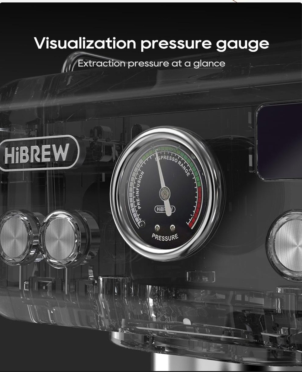 HiBREW H10A Semi Automatic Espresso Coffee Machine, 20Bar Pressure, Milk Frother, Temperature Adjustable, 350ml Pitcher