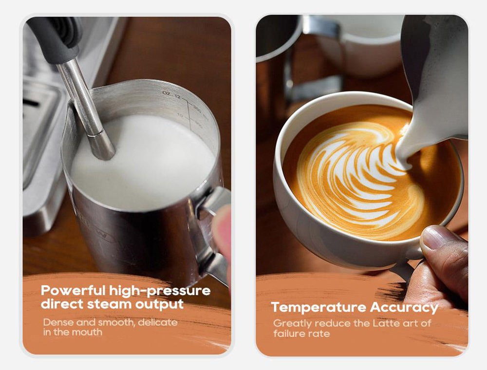HiBREW H10A Semi Automatic Espresso Coffee Machine, 20Bar Pressure, Milk Frother, Temperature Adjustable, 350ml Pitcher