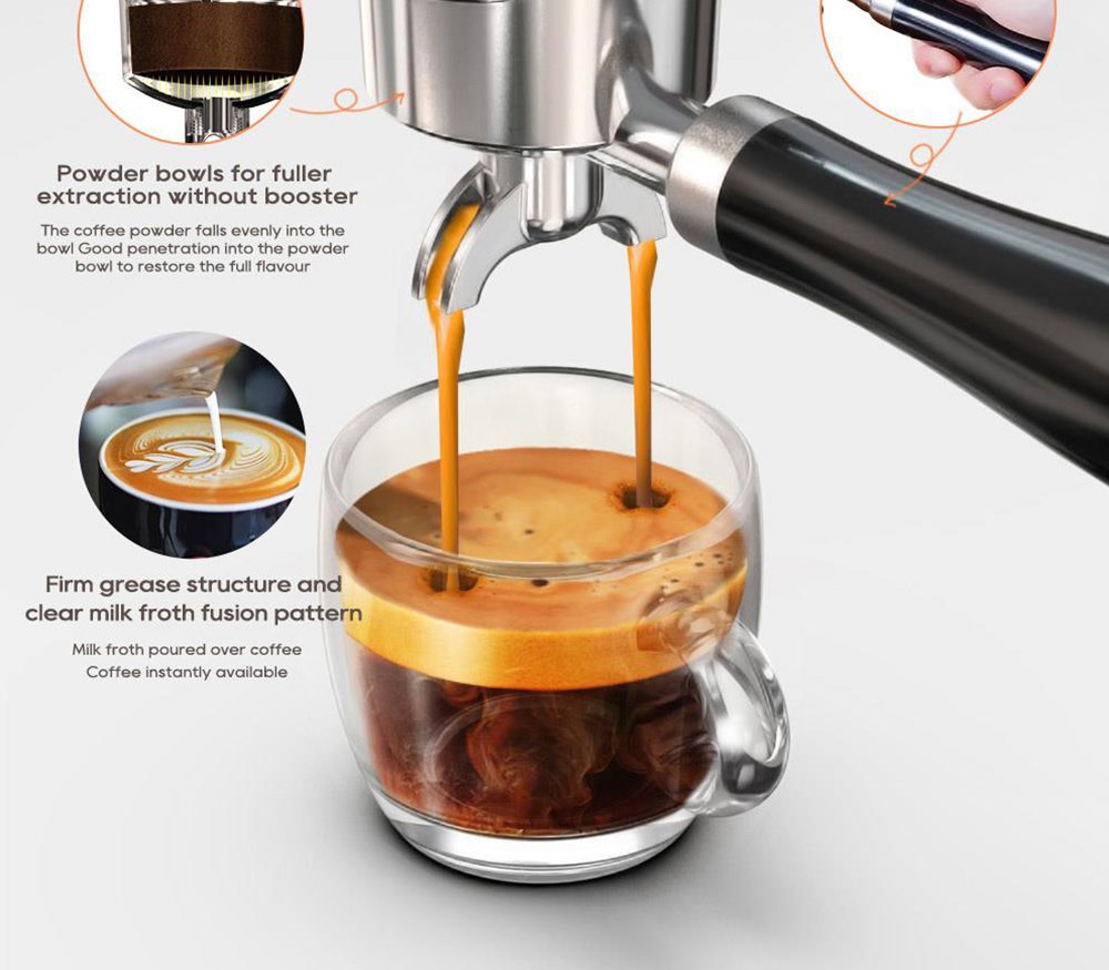 HiBREW H10A Semi Automatic Espresso Coffee Machine, 20Bar Pressure, Milk Frother, Temperature Adjustable, 350ml Pitcher