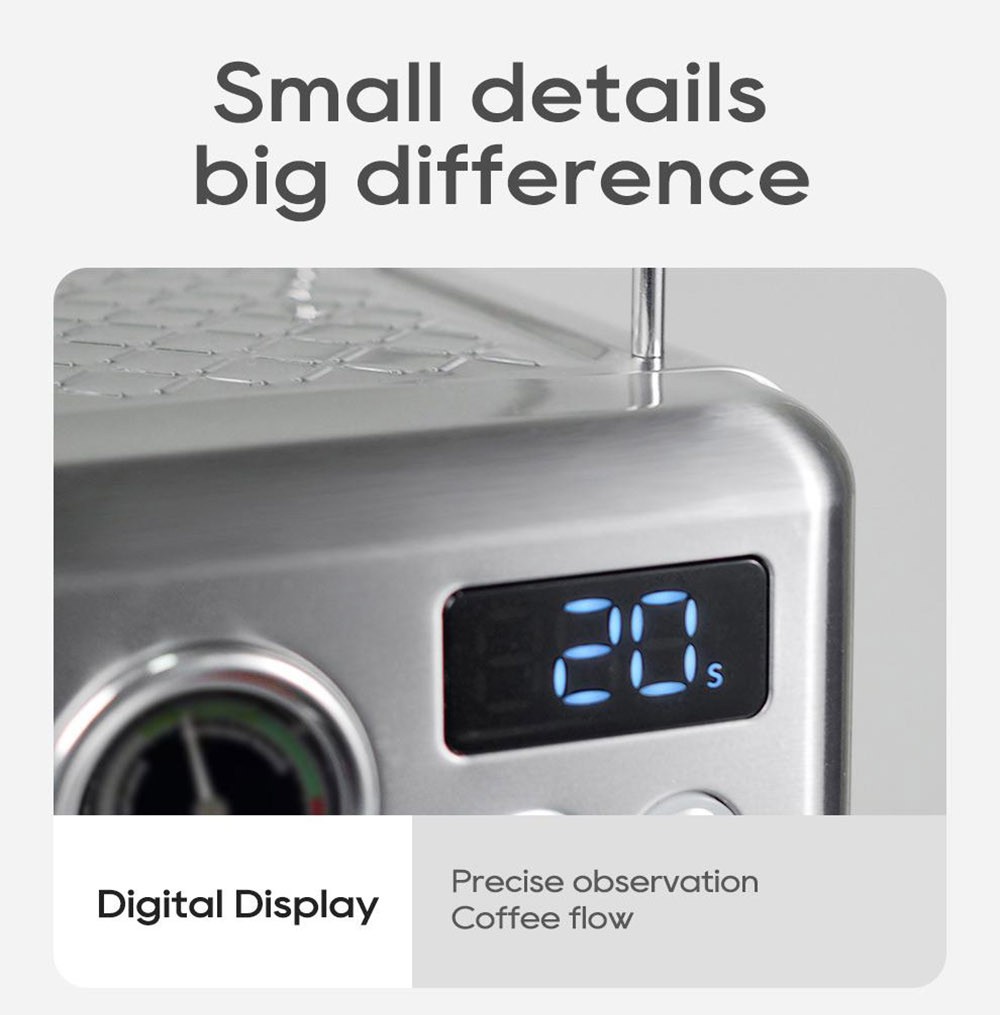 HiBREW H10A Semi Automatic Espresso Coffee Machine, 20Bar Pressure, Milk Frother, Temperature Adjustable, 350ml Pitcher