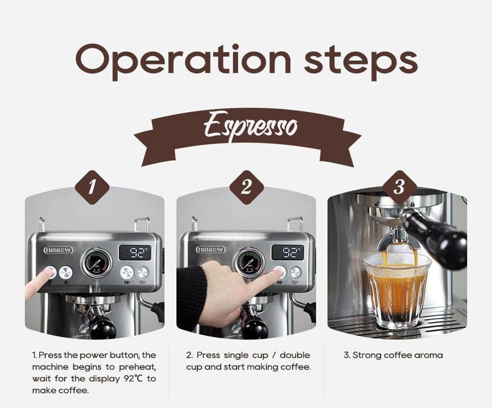 HiBREW H10A Semi Automatic Espresso Coffee Machine, 20Bar Pressure, Milk Frother, Temperature Adjustable, 350ml Pitcher