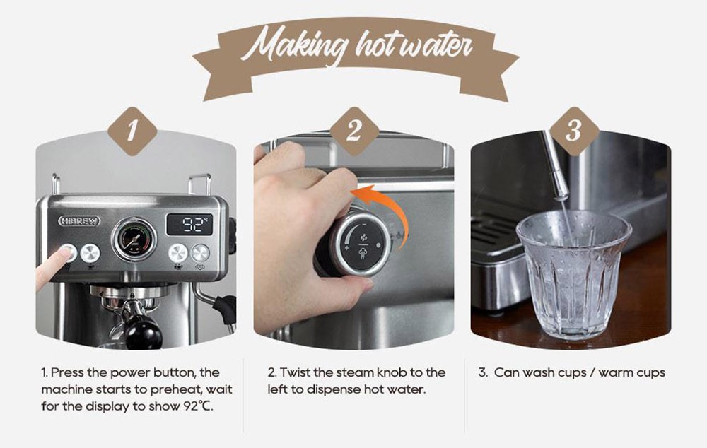 HiBREW H10A Semi Automatic Espresso Coffee Machine, 20Bar Pressure, Milk Frother, Temperature Adjustable, 350ml Pitcher