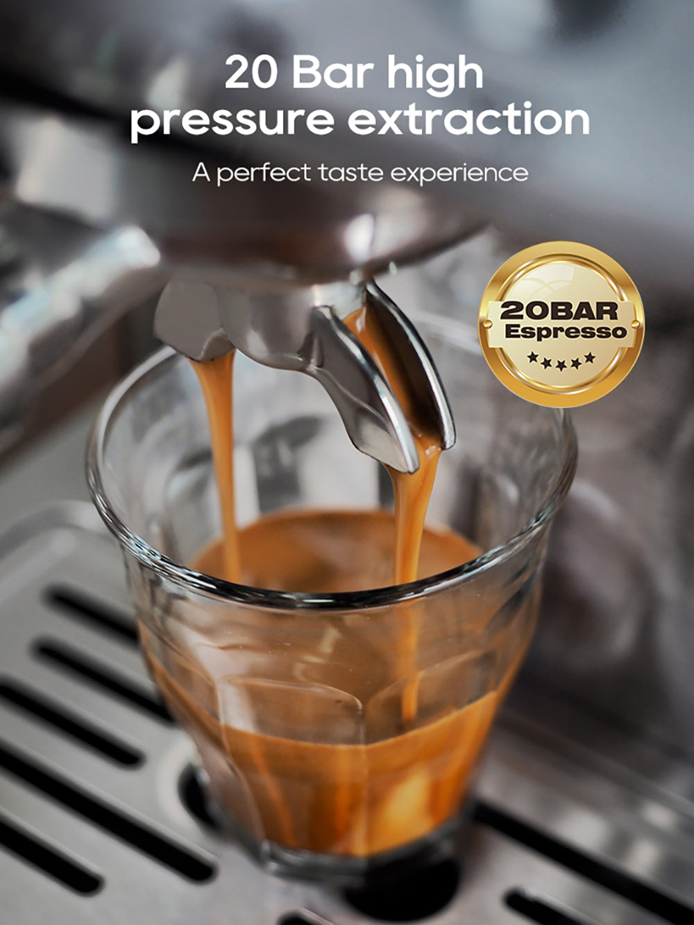 HiBREW H10A Semi Automatic Espresso Coffee Machine, 20Bar Pressure, Milk Frother, Temperature Adjustable, 350ml Pitcher