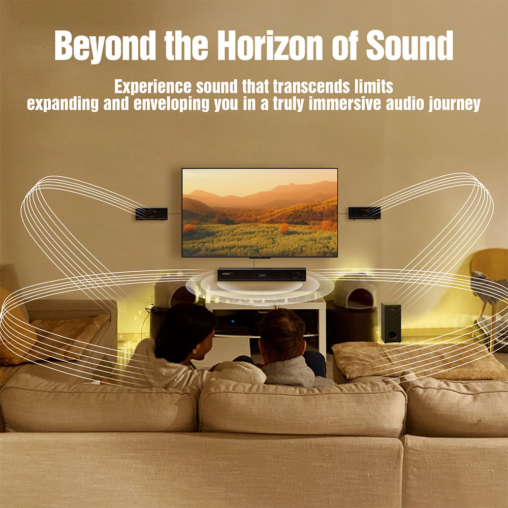 Hiwill A41 Pro 4.1 Soundbar Subwoofer Speaker Kit, Dolby Atmos, 7 Drivers, 320W Peak Power, 2 Side-Firing Tweeters