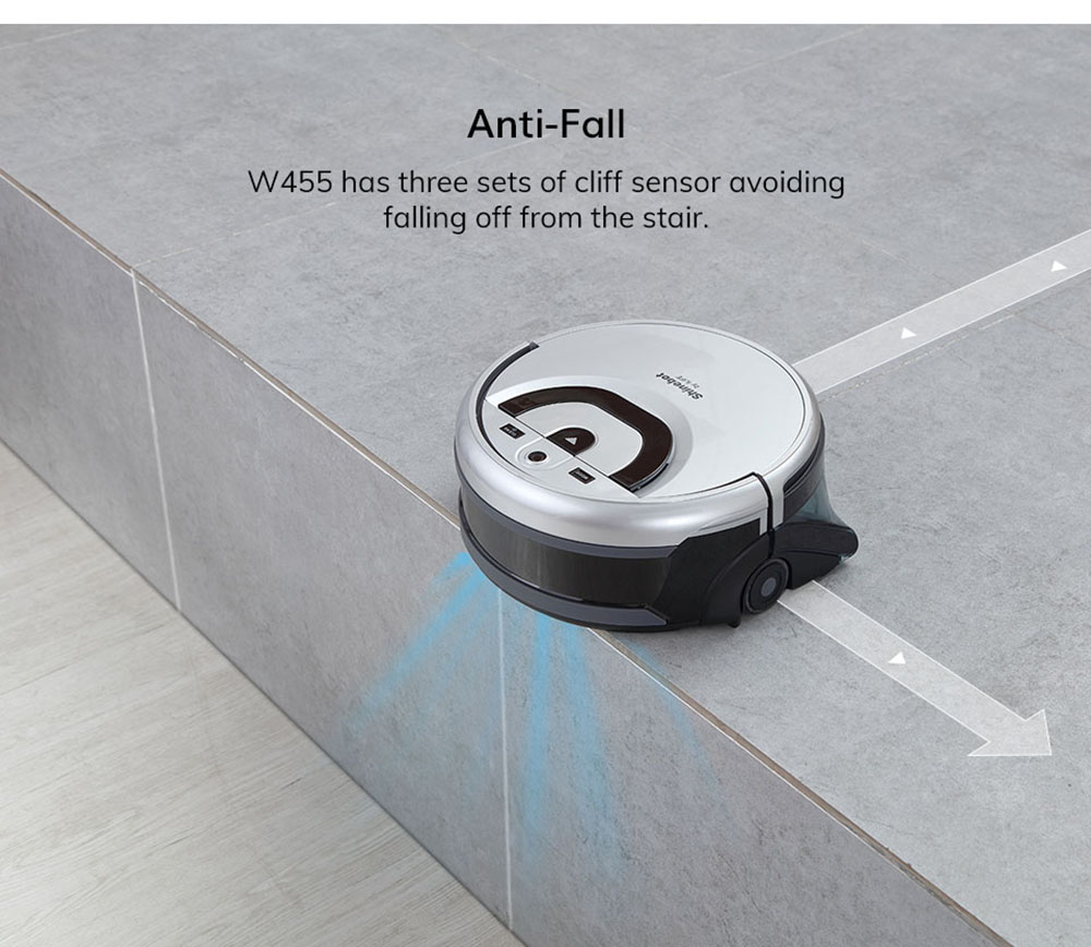 ILIFE W455 Floor Washing Robot, 1000Pa Suction, Shinebot Gyroscope Camera Navigation, 900ml Large Water Tank APP Control