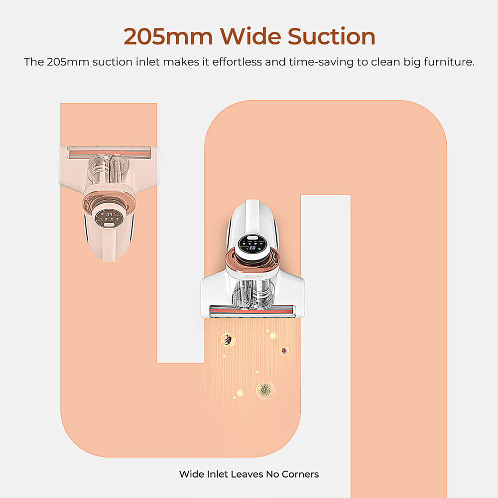 JIGOO J300 Dual-Cup Smart Mite Cleaner with 13KPa Suction, Dust Mite Sensor, Metal Brushroll, 55℃ Hot Air