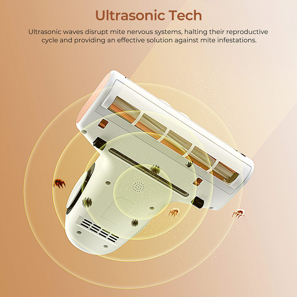 JIGOO J300 Dual-Cup Smart Mite Cleaner with 13KPa Suction, Dust Mite Sensor, Metal Brushroll, 55℃ Hot Air