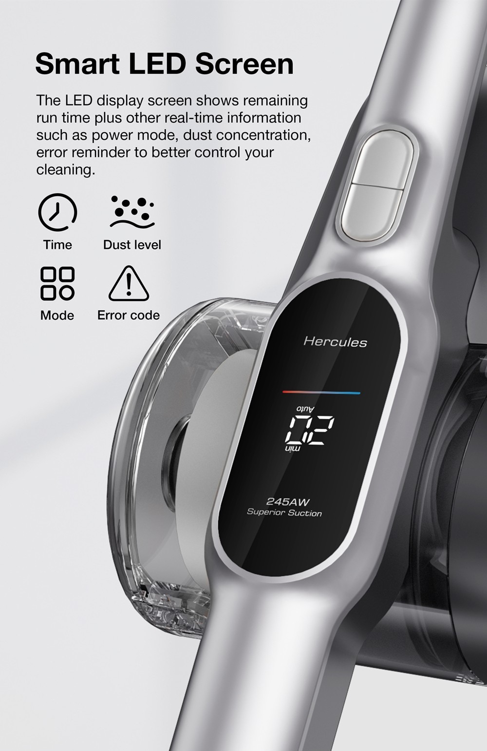 JIMMY H10 Flex Cordless Handheld Vacuum Cleaner, 245AW Suction, 4 Cleaning Modes, 0.6L Dust Cup, 2500mAh Battery