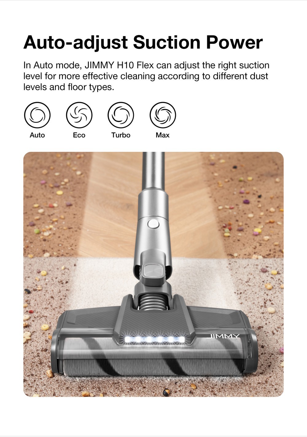 JIMMY H10 Flex Cordless Handheld Vacuum Cleaner, 245AW Suction, 4 Cleaning Modes, 0.6L Dust Cup, 2500mAh Battery