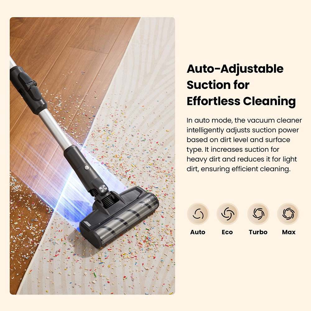 JIMMY JV9 Pro Aqua Cordless Vacuum Cleaner, 160AW Suction Power, Up to 65min Runtime, 500ml Water Tank, Gray - EU Plug