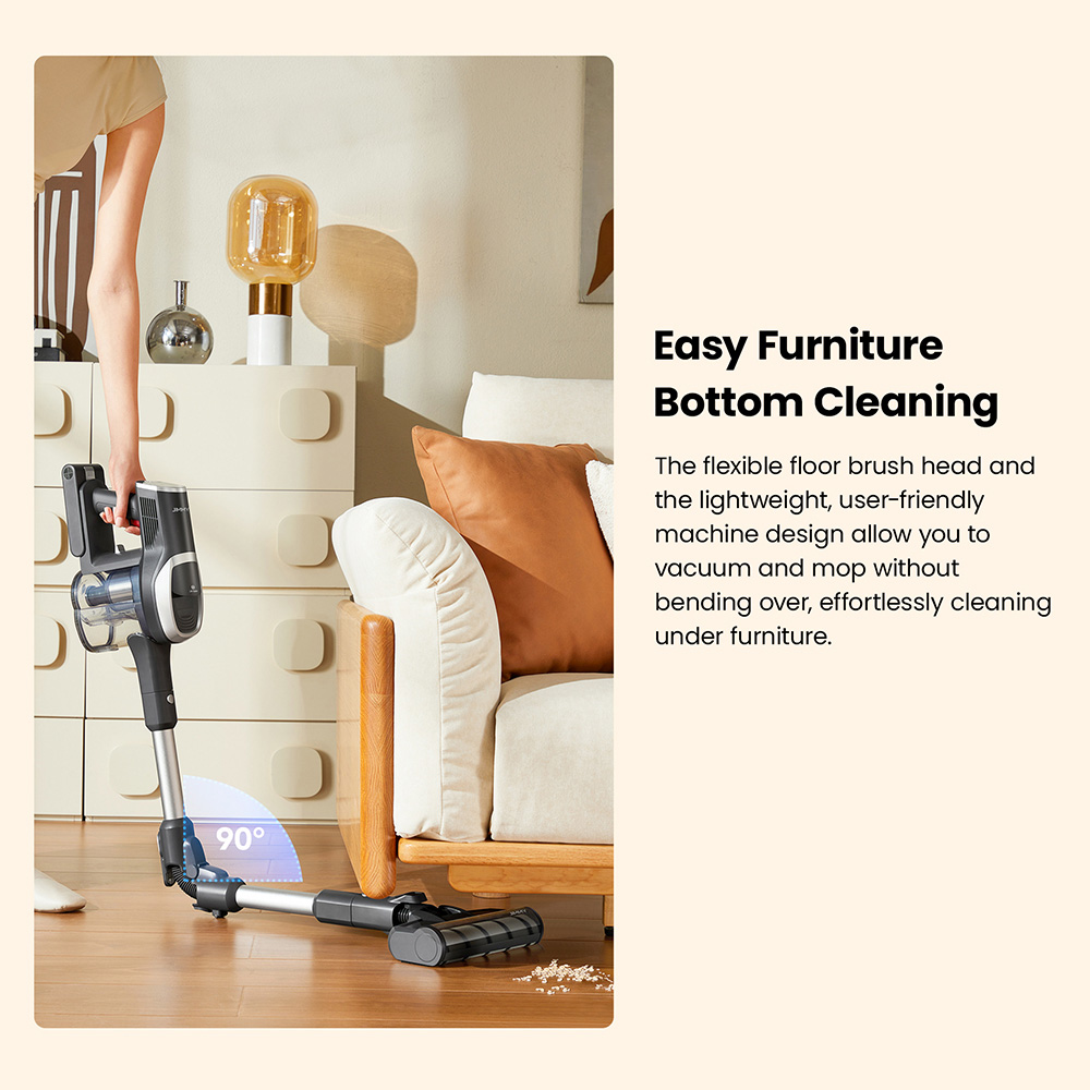 JIMMY JV9 Pro Aqua Cordless Vacuum Cleaner, 160AW Suction Power, Up to 65min Runtime, 500ml Water Tank, Gray - EU Plug