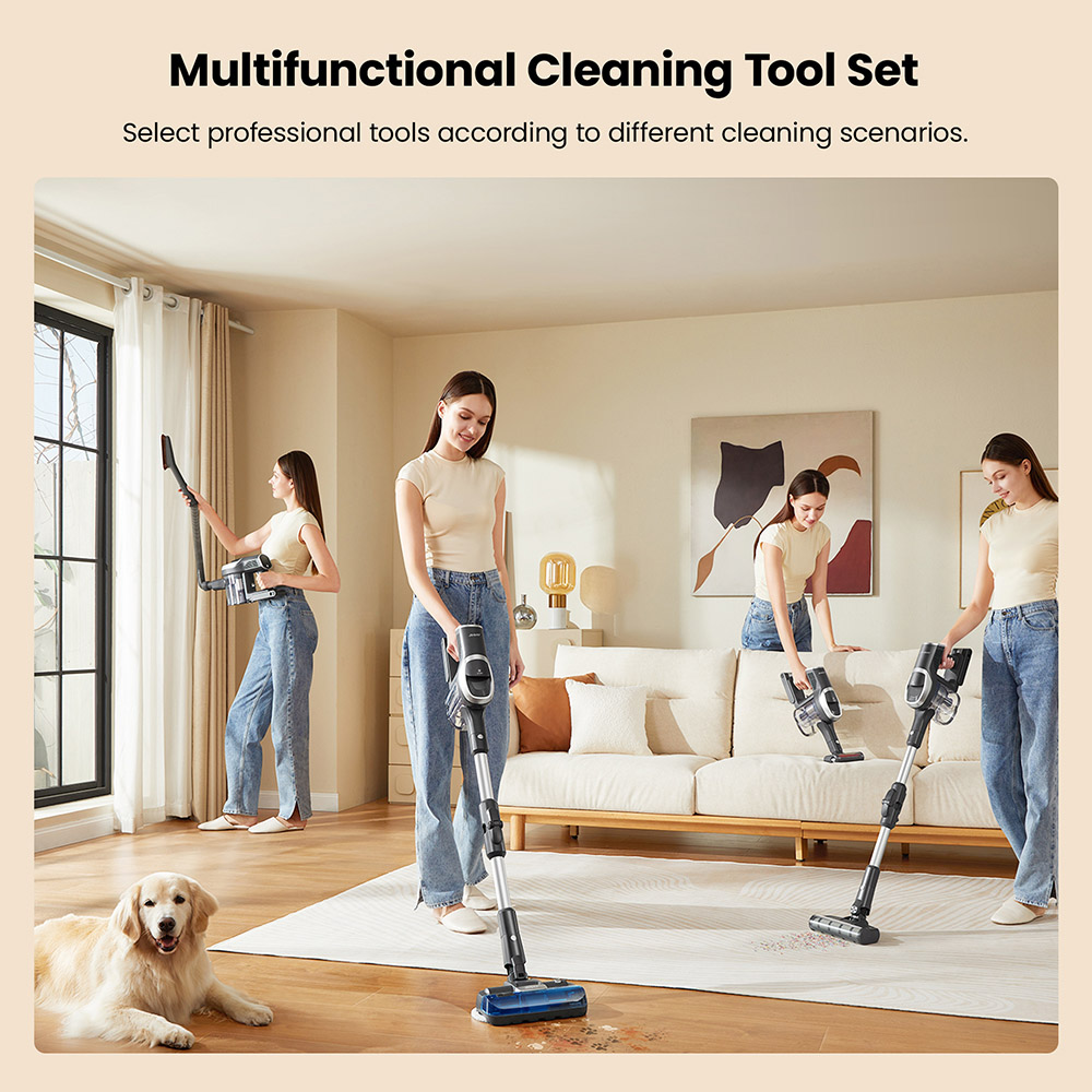JIMMY JV9 Pro Aqua Cordless Vacuum Cleaner, 160AW Suction Power, Up to 65min Runtime, 500ml Water Tank, Gray - EU Plug