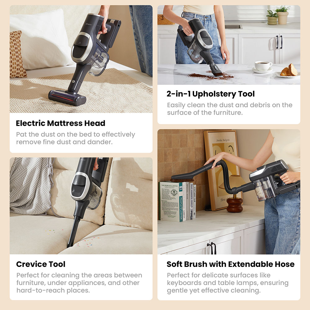 JIMMY JV9 Pro Aqua Cordless Vacuum Cleaner, 160AW Suction Power, Up to 65min Runtime, 500ml Water Tank, Gray - EU Plug