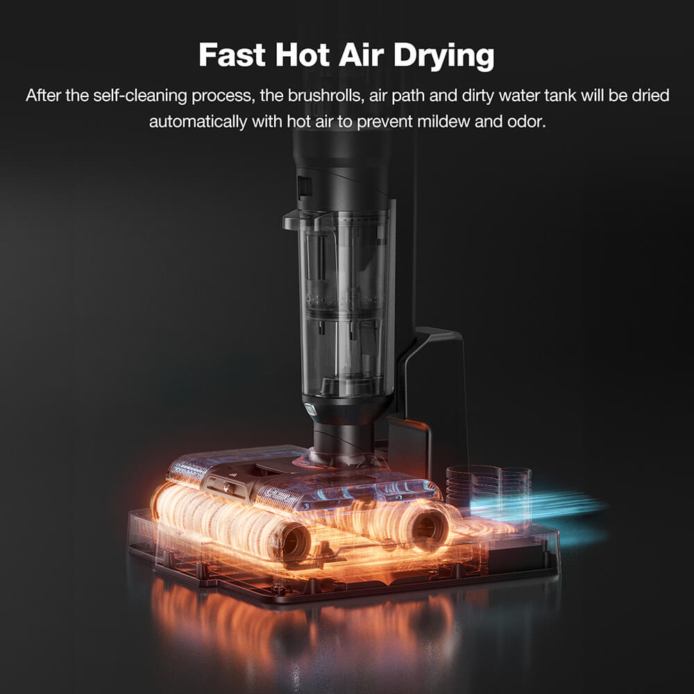 JIMMY PW11 Pro 4-In-1 Cordless Vacuum & Washer, 460W Strong Power, Double Cleaning with Dual Brushrolls, Hot Air Fast Drying, LED Screen, 180° Lay-Flat Design - EU Plug (Silver-Black)