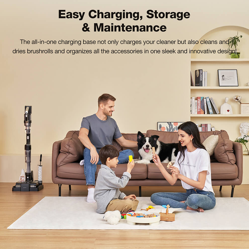 JIMMY PW11 Pro 4-In-1 Cordless Vacuum & Washer, 460W Strong Power, Double Cleaning with Dual Brushrolls, Hot Air Fast Drying, LED Screen, 180° Lay-Flat Design - EU Plug (Silver-Black)