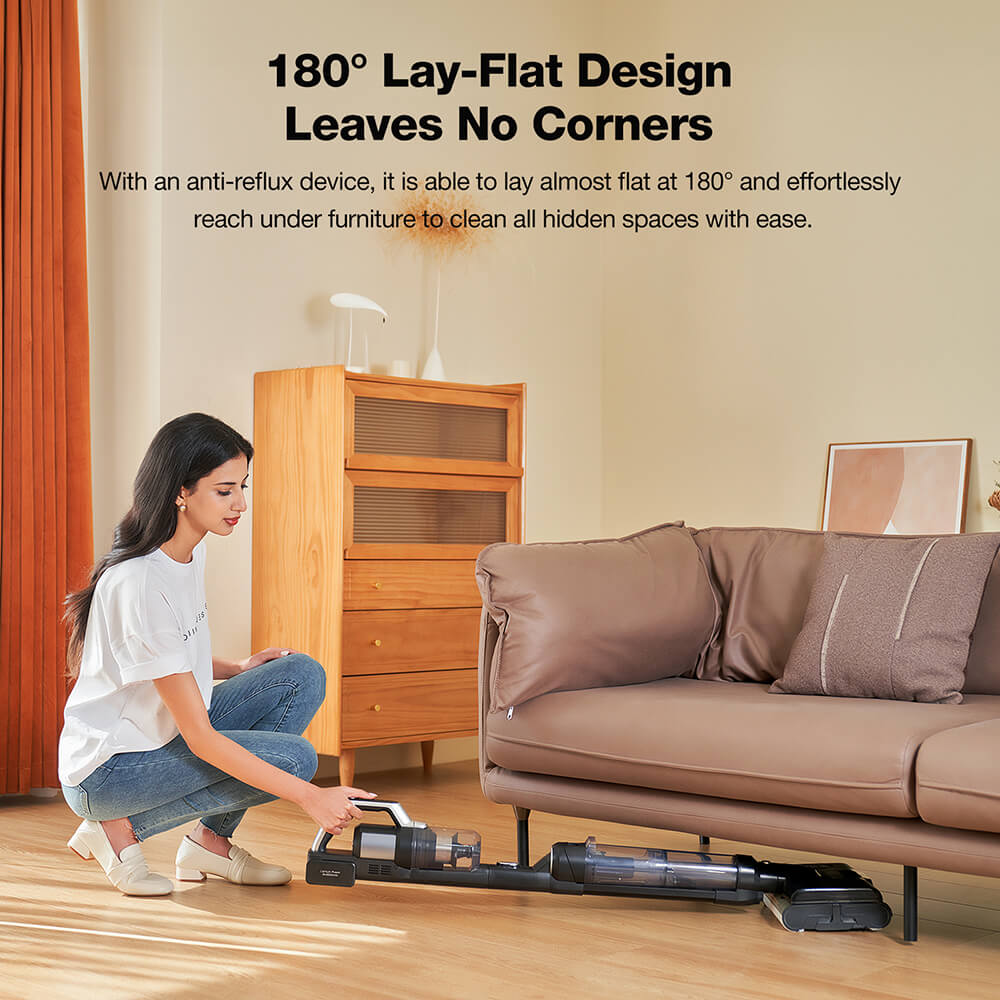 JIMMY PW11 Pro 4-In-1 Cordless Vacuum & Washer, 460W Strong Power, Double Cleaning with Dual Brushrolls, Hot Air Fast Drying, LED Screen, 180° Lay-Flat Design - EU Plug (Silver-Black)
