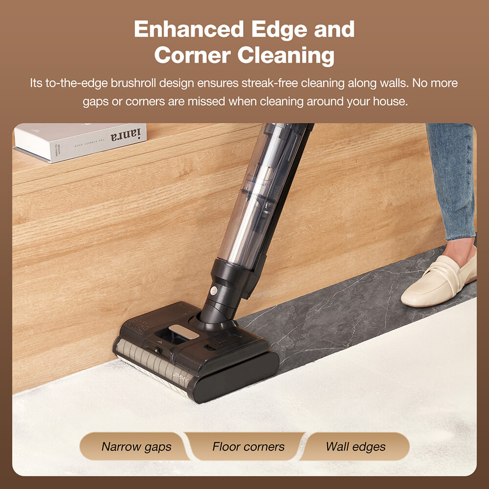 JIMMY PW11 Pro 4-In-1 Cordless Vacuum & Washer, 460W Strong Power, Double Cleaning with Dual Brushrolls, Hot Air Fast Drying, LED Screen, 180° Lay-Flat Design - EU Plug (Silver-Black)