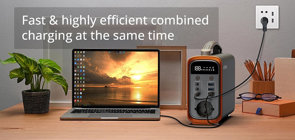JustNow GT240 240W Portable Power Station, 240Wh LiFePO4 Battery Solar Generator, 60W PD Fast Charging, LED Light, 6 Outputs