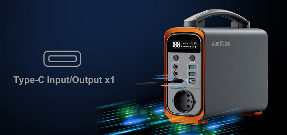 JustNow GT240 240W Portable Power Station, 240Wh LiFePO4 Battery Solar Generator, 60W PD Fast Charging, LED Light, 6 Outputs