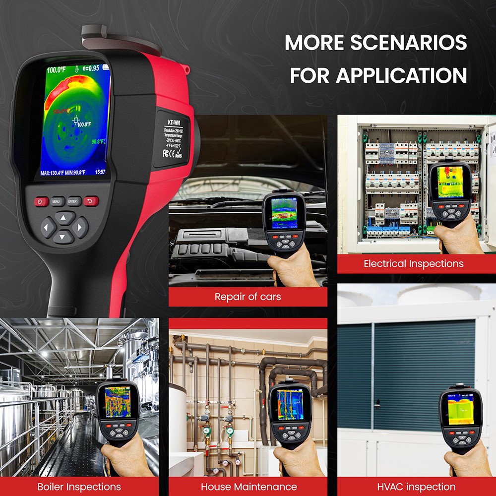 KAIWEETS KTI-W01 Thermal Imaging Camera, 256x192 IR Resolution, -4&deg;F to 1022&deg;F, 3500mAh Battery, IP54 Waterproof - EU Plug