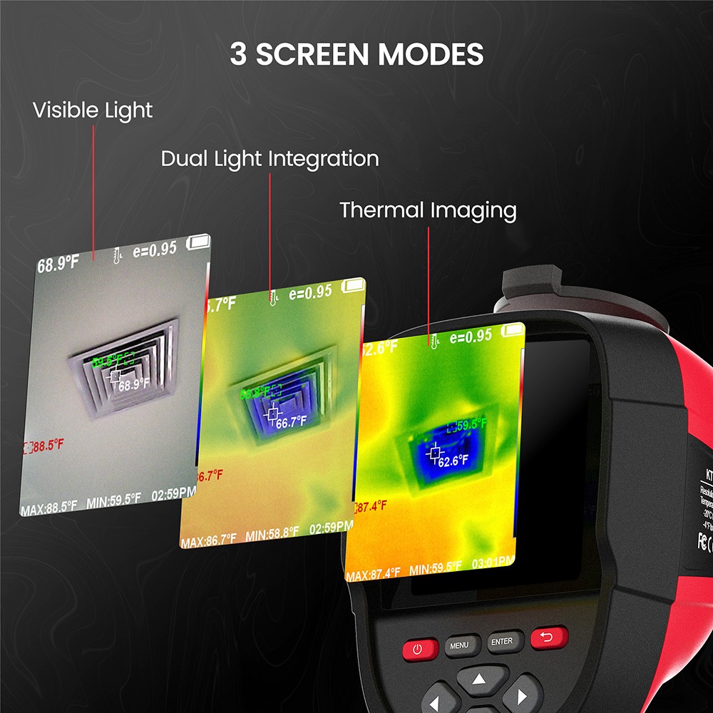 KAIWEETS KTI-W01 Thermal Imaging Camera, 256x192 IR Resolution, -4&deg;F to 1022&deg;F, 3500mAh Battery, IP54 Waterproof - EU Plug