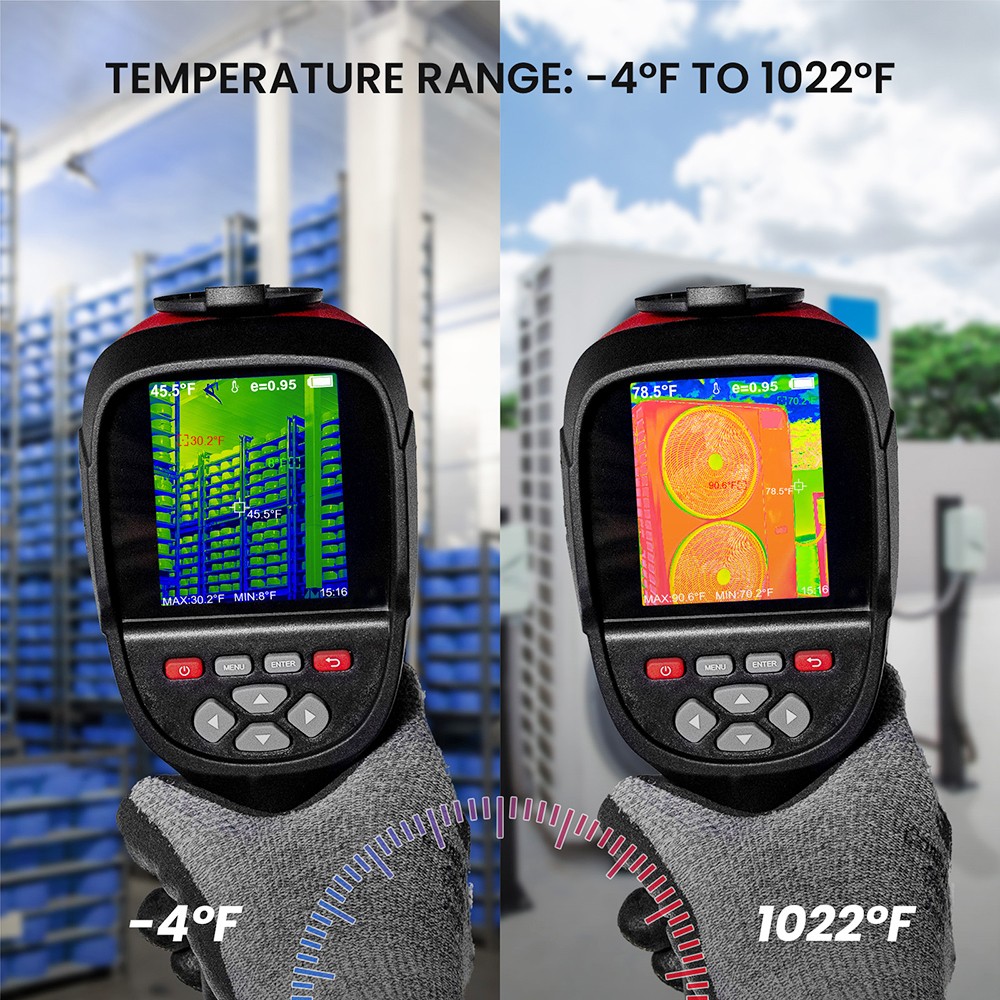KAIWEETS KTI-W01 Thermal Imaging Camera, 256x192 IR Resolution, -4&deg;F to 1022&deg;F, 3500mAh Battery, IP54 Waterproof - EU Plug