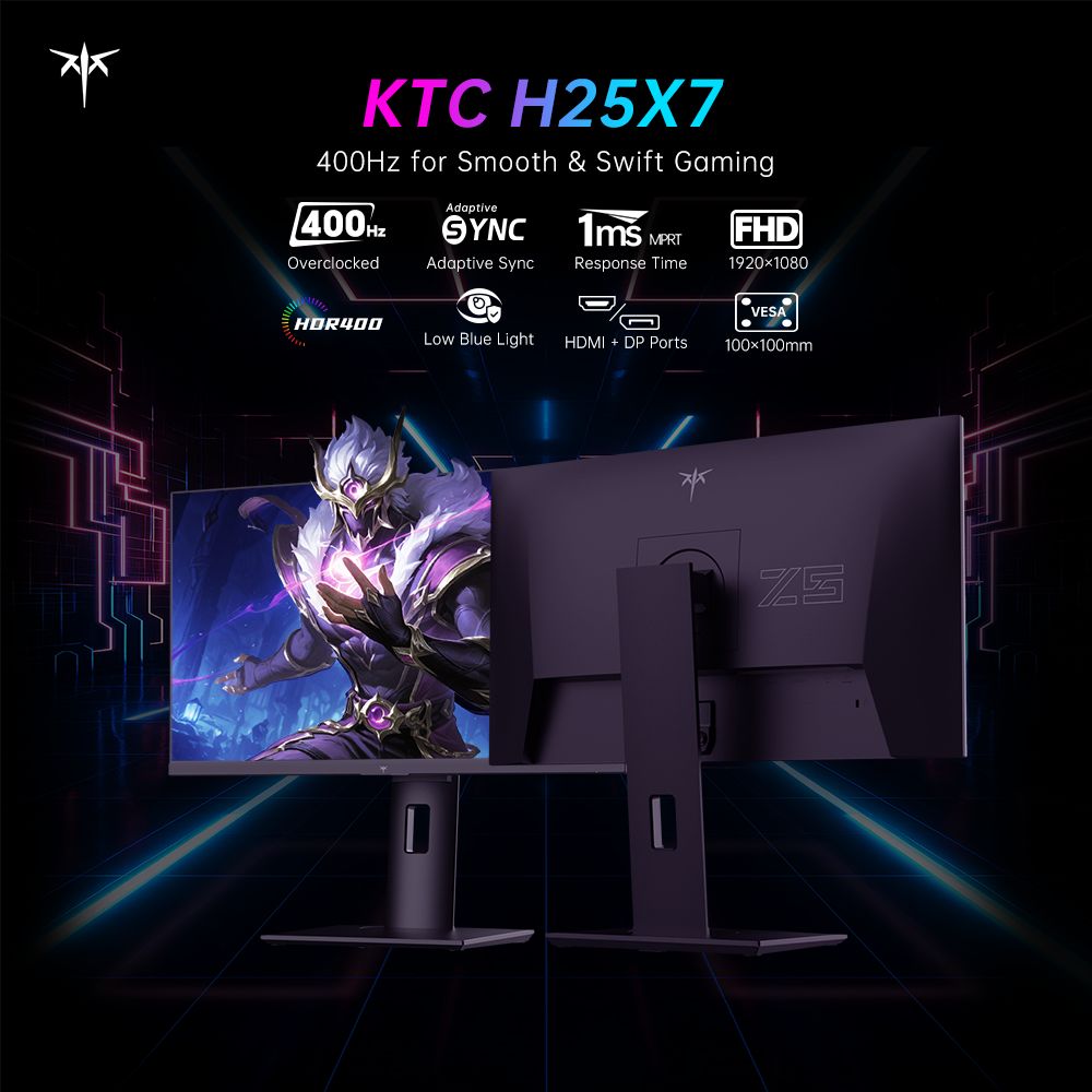 KTC H25X7 Flat 16:9 Fast IPS FHD 1920 x 1080 360Hz Overdrive to 400Hz