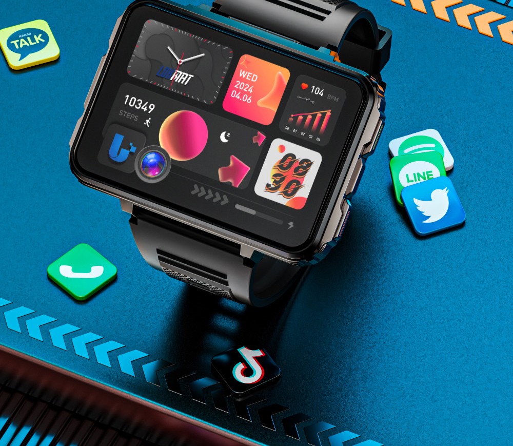 Refurbished LOKMAT APPLLP 5 MAX Smartwatch, 2.4-inch HD Screen, Android 10.7, 1500mAh Battery, 4G Calling, Dual Cameras, 6GB+128GB, Heart Rate Blood Oxygen Monitoring