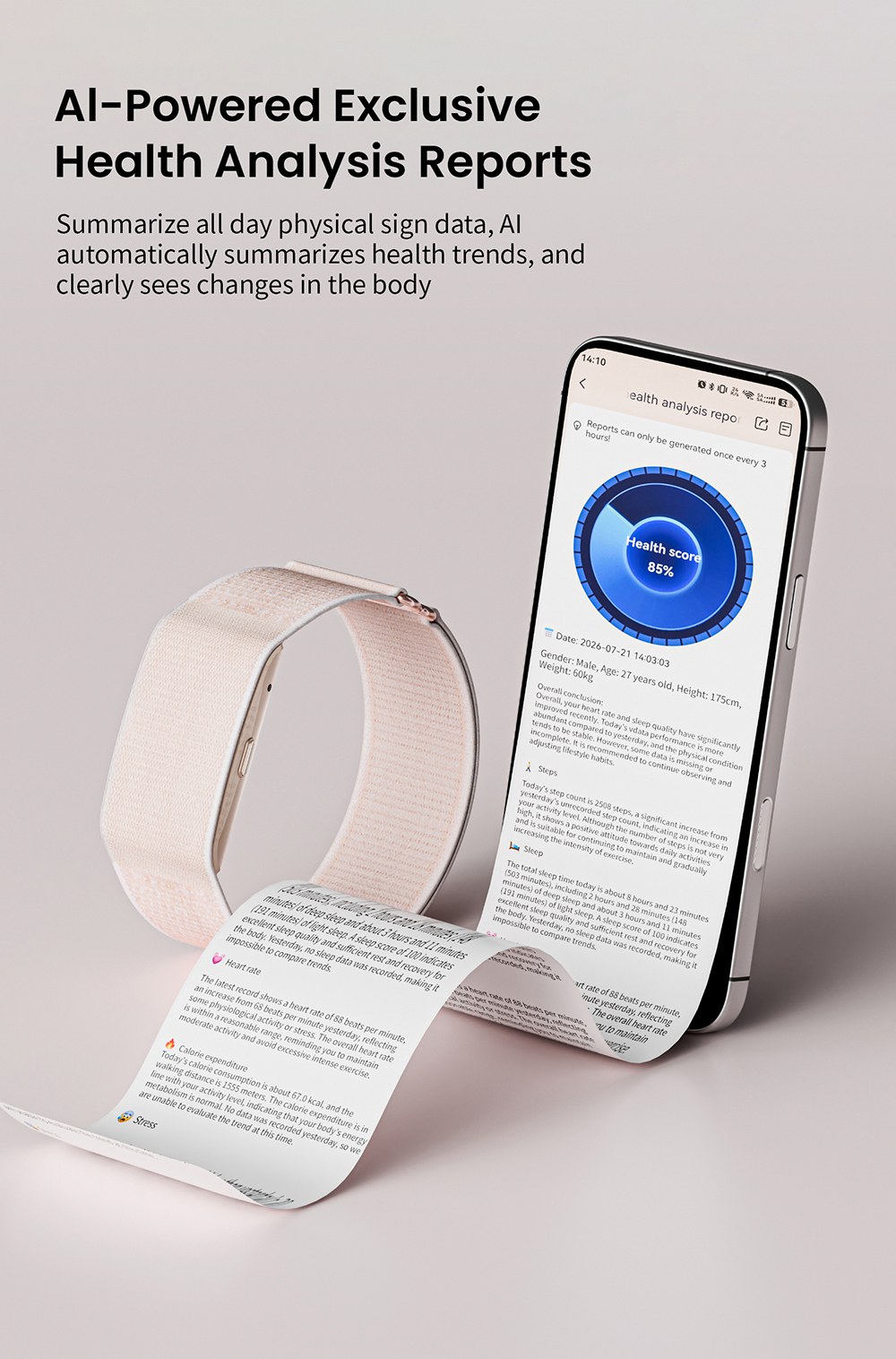 Bracelet connect&eacute; LOKMAT H59 MAX, autonomie de 45 jours en veille, surveillance de la sant&eacute; 24h/24 et 7j/7, suivi de la VFC et de la SpO2, &eacute;tanche &agrave; 1 ATM, 176 modes sportifs, Bluetooth 5.2 - Rose