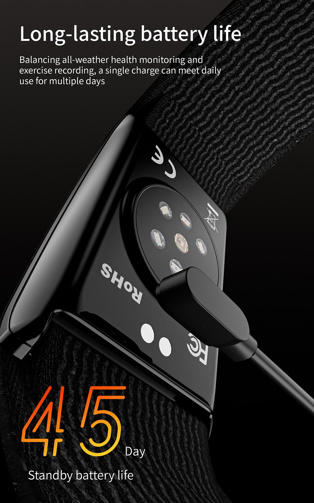 Bracelet connect&eacute; LOKMAT H59 MAX, autonomie de 45 jours en veille, surveillance de la sant&eacute; 24h/24 et 7j/7, suivi de la VFC et de la SpO2, &eacute;tanche &agrave; 1 ATM, 176 modes sportifs, Bluetooth 5.2 - Rose