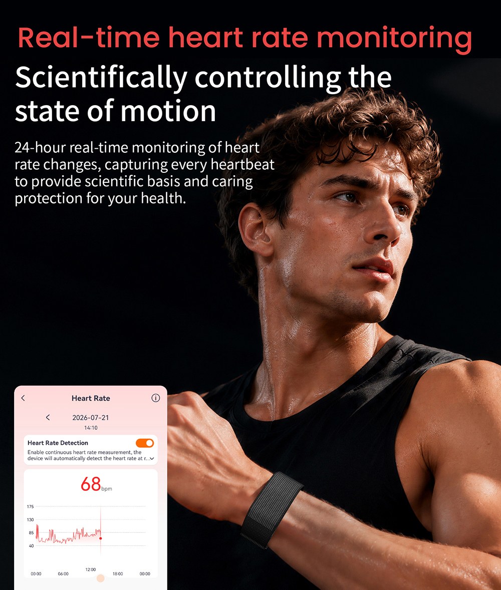 Bracelet connect&eacute; LOKMAT H59 MAX, autonomie de 45 jours en veille, surveillance de la sant&eacute; 24h/24 et 7j/7, suivi de la VFC et de la SpO2, &eacute;tanche &agrave; 1 ATM, 176 modes sportifs, Bluetooth 5.2 - Rose