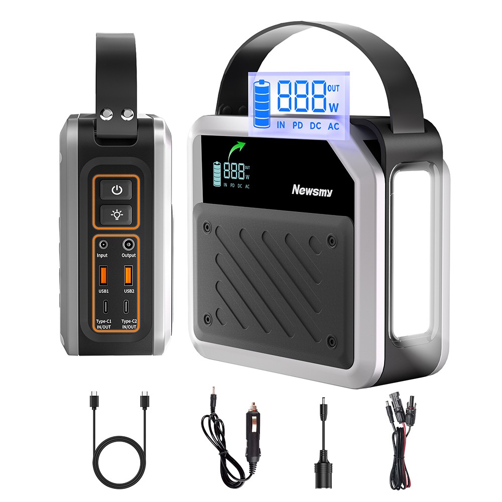 NEWSMY P72 Portable Power Station, 268W 270Wh/72000mAh LiMnFePO4 Battery with Spotlight, 2&times;100W USB-C PD, 5 Output