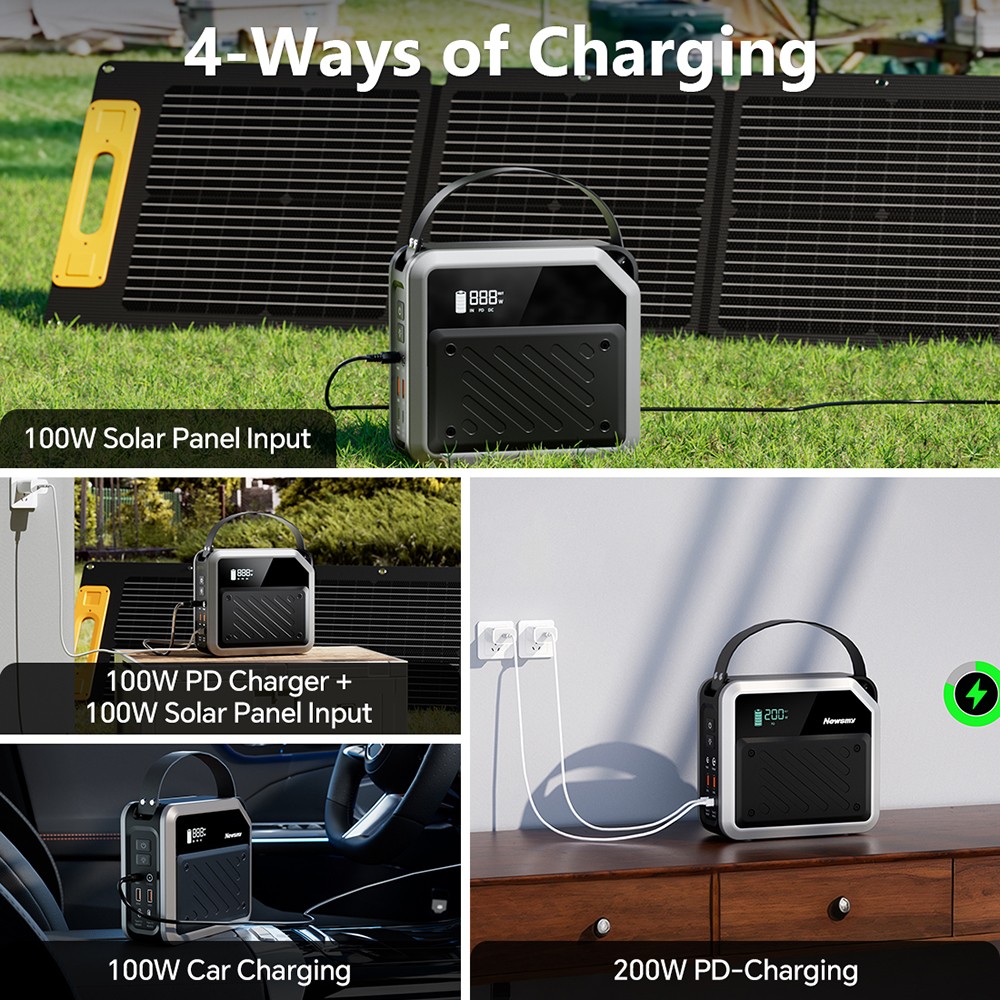 NEWSMY P72 Portable Power Station, 268W 270Wh/72000mAh LiMnFePO4 Battery with Spotlight, 2&times;100W USB-C PD, 5 Output